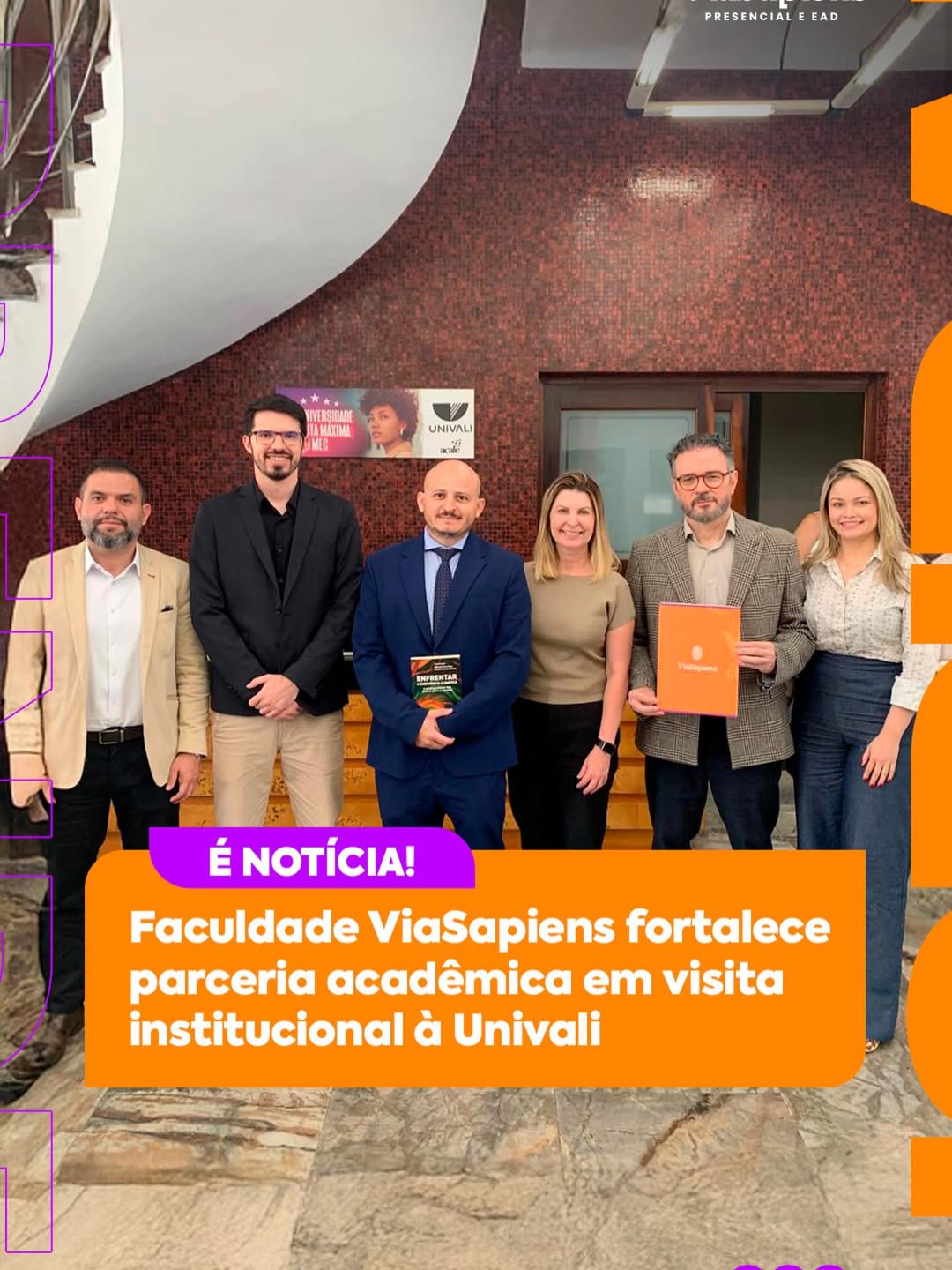 Faculdade ViaSapiens fortalece parceria acadêmica em visita institucional à Univali